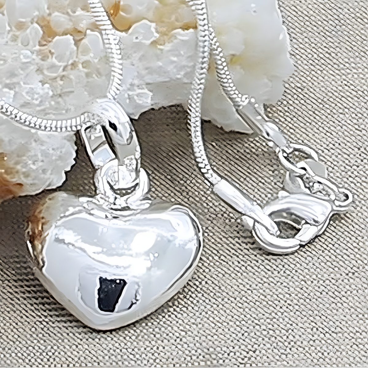 925 Silver-Plated Heart Pendant Necklace Women – Cute & Romantic Snake Chain 872