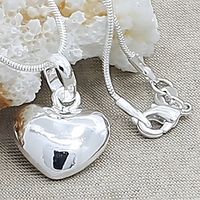 925 Silver-Plated Heart Pendant Necklace Women – Cute & Romantic Snake Chain 872