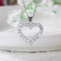 925 Silver Plated Birthstone Heart-Shaped Zircon Pendant Necklace 18