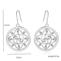 Circular Lotus Drop Earrings for Women, Mandala Style Round Dangle Earrings 1422