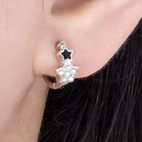 925 Silver-Plated Cute Star Hoop Earrings Women – Copper Alloy 925 Silver 1023