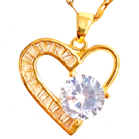 Heart Pendant Necklace Women Stainless Steel Trendy Gold Tone Heart Pendant 1153