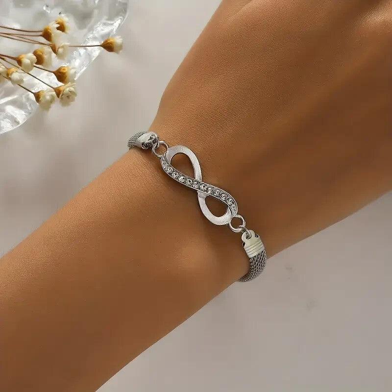 Infinity Symbol Inlaid Rhinestones Bracelet Personality Hand Jewellery 86 UK
