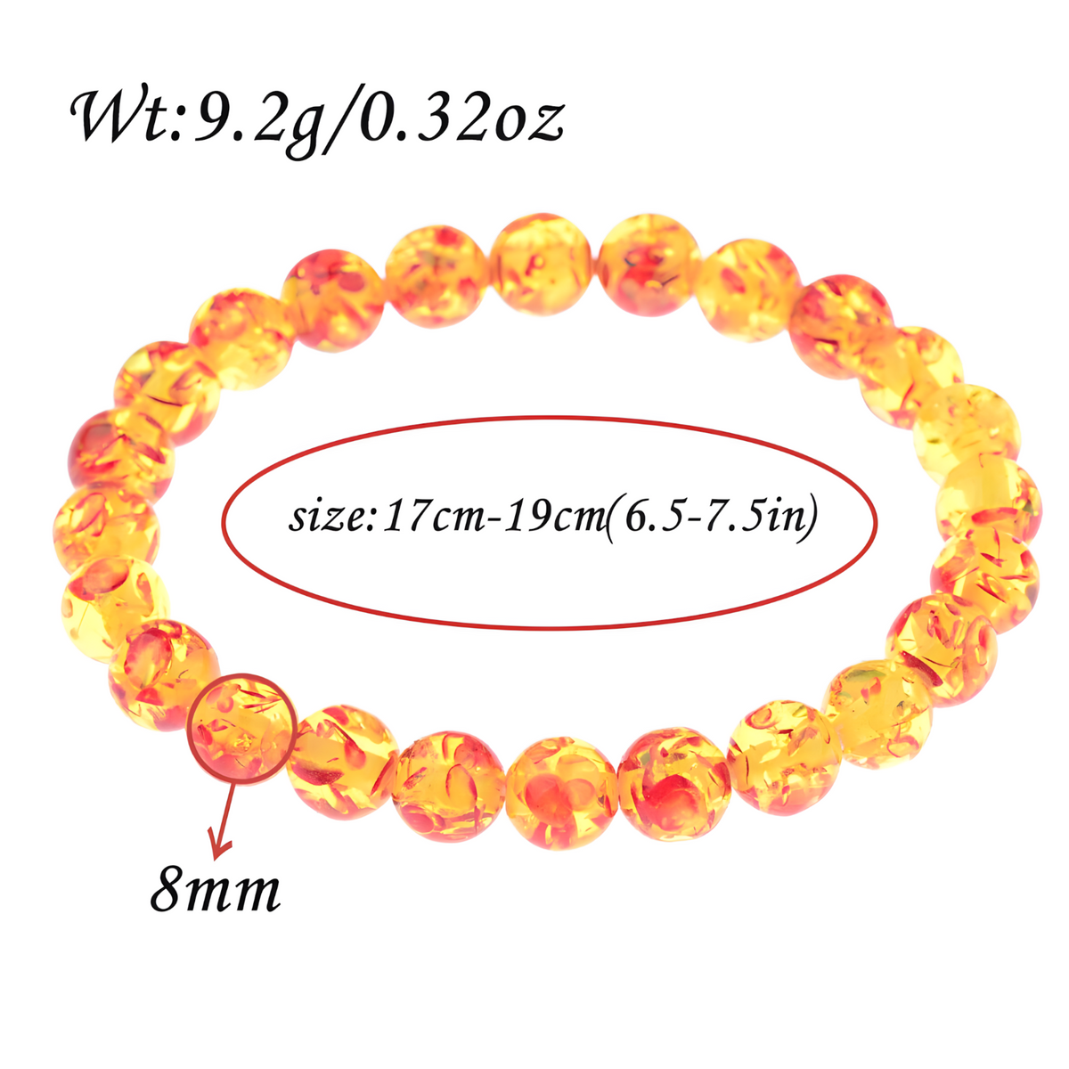 8mm Natural Amber Bead Bracelet, Unisex Stretch Bangle, Buddha Charm 528