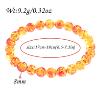 8mm Natural Amber Bead Bracelet, Unisex Stretch Bangle, Buddha Charm 528