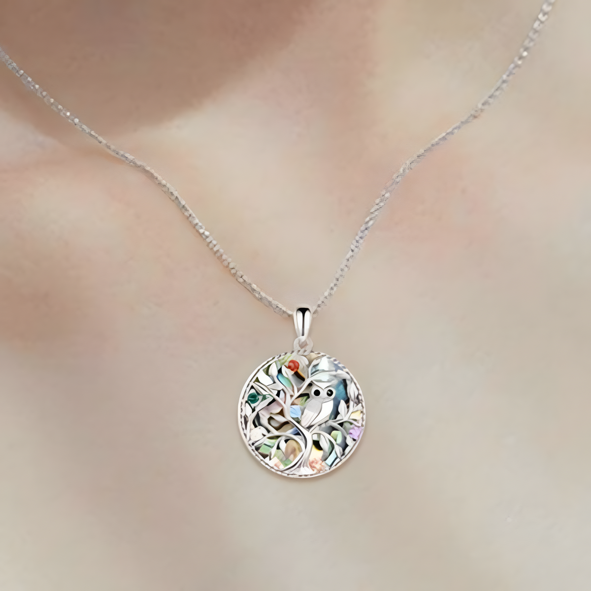 European Fashion Owl Pendant Necklace for Women –Resin Tree of Life Pendant 1127