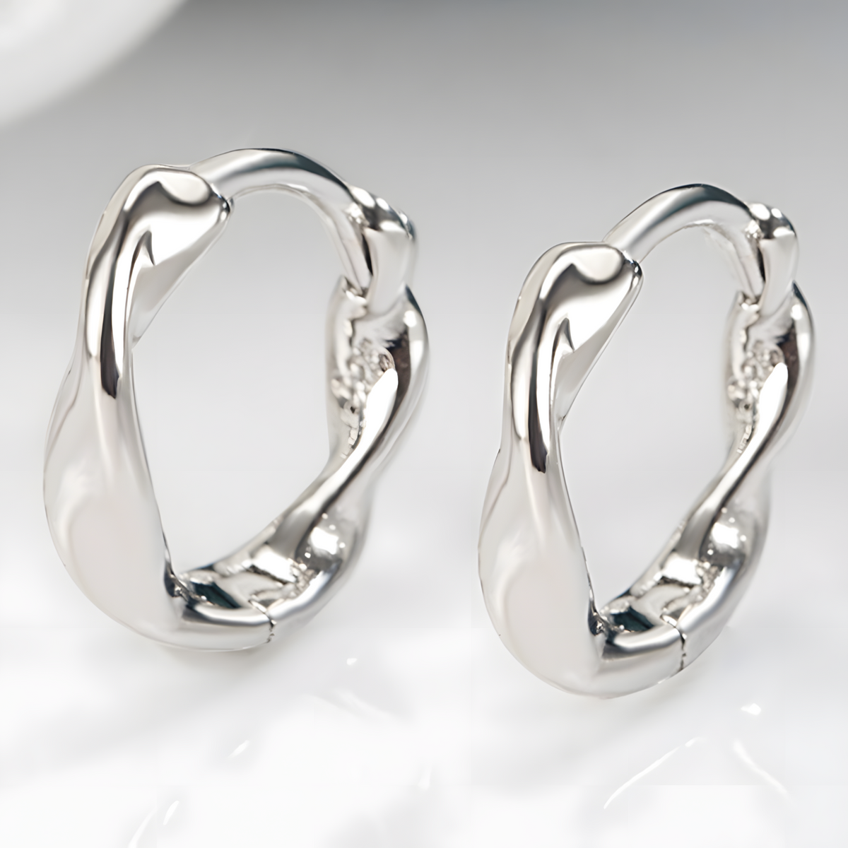 Silver-Tone Twisted Hoop Earrings Women Copper Alloy Zinc-Plated Fashion 993