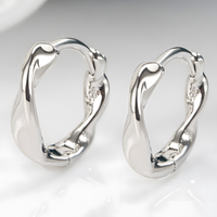 Silver-Tone Twisted Hoop Earrings Women Copper Alloy Zinc-Plated Fashion 993