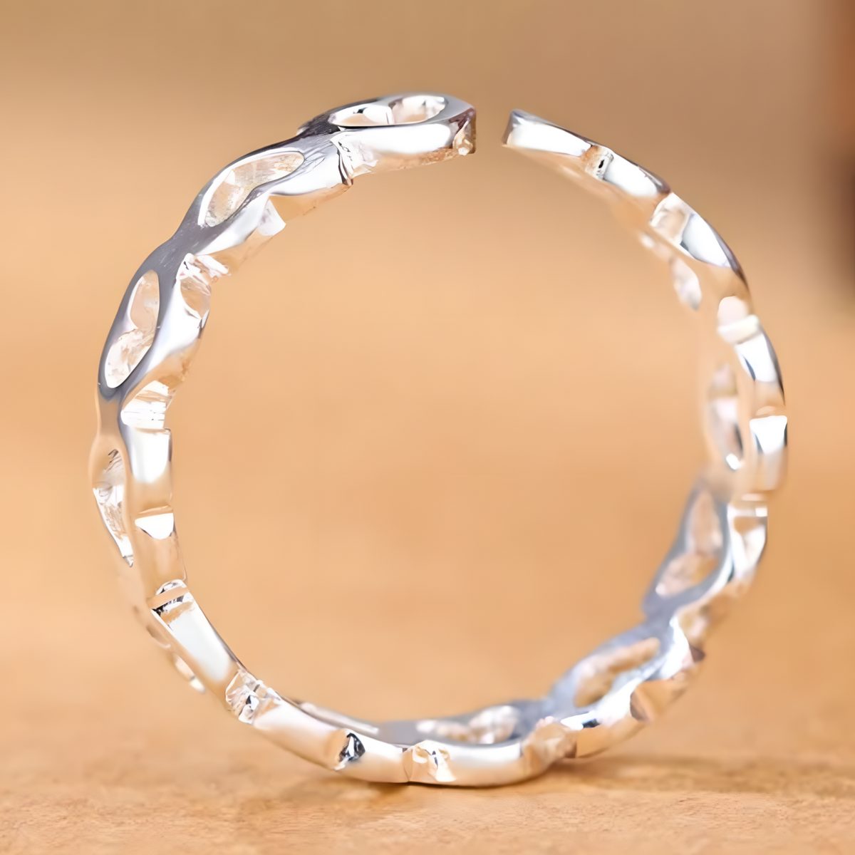 Heart Pattern Adjustable Ring For Women Silver Colour Open Cuff Love Band 1778