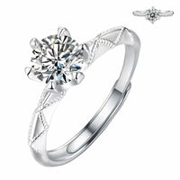 Women's Elegant Adjustable Zircon Engagement Ring, Round Brilliant Twisted 1626