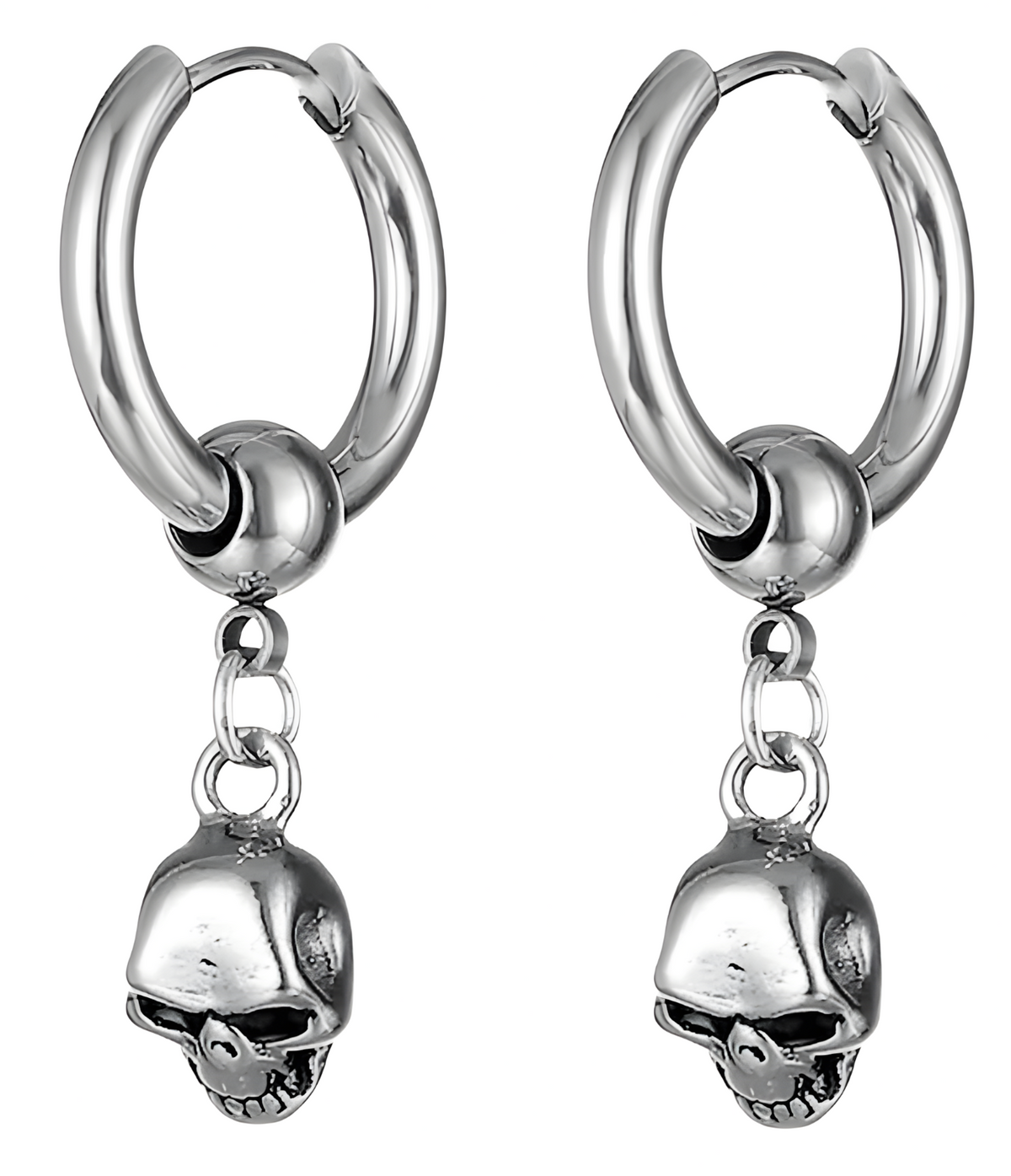 Men's Stainless Steel Skull Dangle Earrings for Boys Punk Rock Hip Hop 468