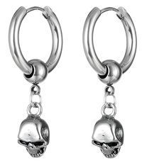 Men's Stainless Steel Skull Dangle Earrings for Boys Punk Rock Hip Hop 468