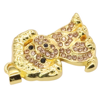 Poodle Dog Pendant Necklace For Women Gold Tone Look Crystal Animal Charm B235