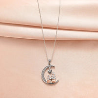 Crystal Moon Pendant Necklace for Women – Zinc Alloy Mother Daughter Heart 1126