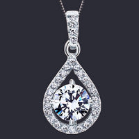 925 Sterling Silver Fine AAA Zircon Angel Tear Water Drop Pendant Necklace 251