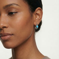 Celtic Knot Hoop Earrings for Women - Blue Turquoise Round Stone, 18.2mm 1802