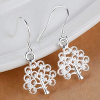 925 Sterling Silver Elegant Silver Dangle Earrings with French Wire Hooks 450