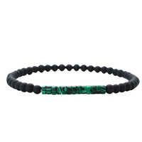 Malachite Stone and Matte Onyx Minimalist Bracelet, 4mm Beaded Strand B126