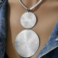 Punk Style Statement Necklace and Dangle Earring Set Women Large Two-Tone B108
