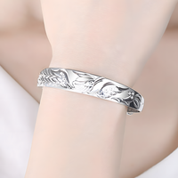 Unified Jewellery Phoenix Bangle Adjustable Open Cuff Silver Tone Statement 1897