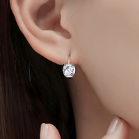 925 Silver-Plated Alloy - Geometric Round CZ Hoop Earrings for Women 953