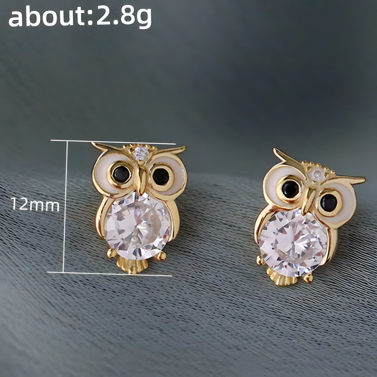 Cute Owl Copper Alloy Stud Earrings with Cubic Zirconia for Women & Girls 459