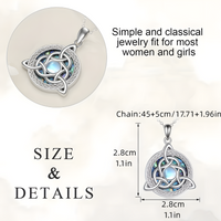 Trinity Knot Moonstone Necklace for Women – Celtic Pendant with Opal Style B136