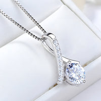 Sterling Silver Pendant Necklace for Women Real 925 Box Chain with AAA Cubic 288