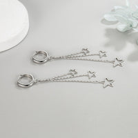 Silver Gold-Plated Star Drop Hoop Earrings Women – Long Dangle Chain Earring 920