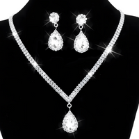 Copper Claw Chain Water Drop Necklace Earrings Bracelet Jewelry Set Wedding 500