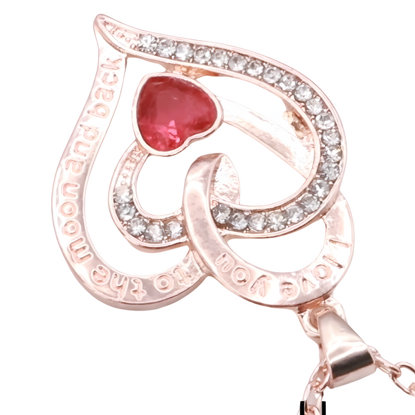 18K Gold Plated Zinc Alloy Crystal Rhinestone Channel Set Heart Statement B308