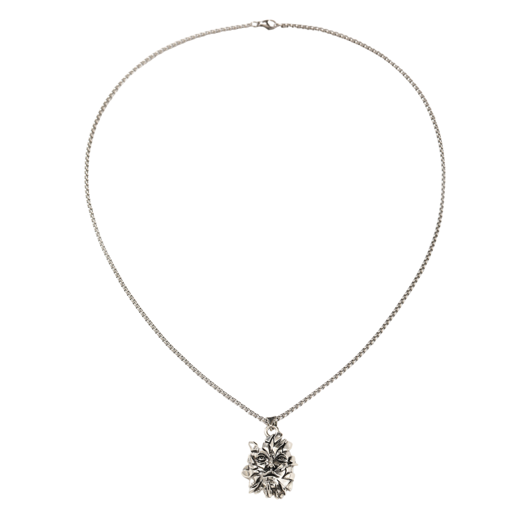 Leaf Face Pendant Necklace, 58 cm Vintage Gothic Forest Guardian Statement 1886