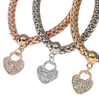 3-Piece Heart Charm Bracelet Set for Women – Rose Gold, Silver & Gold Plated 697