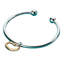 925 Sterling Silver Open Heart Cuff Bangle Bracelet - Adjustable Trendy 403