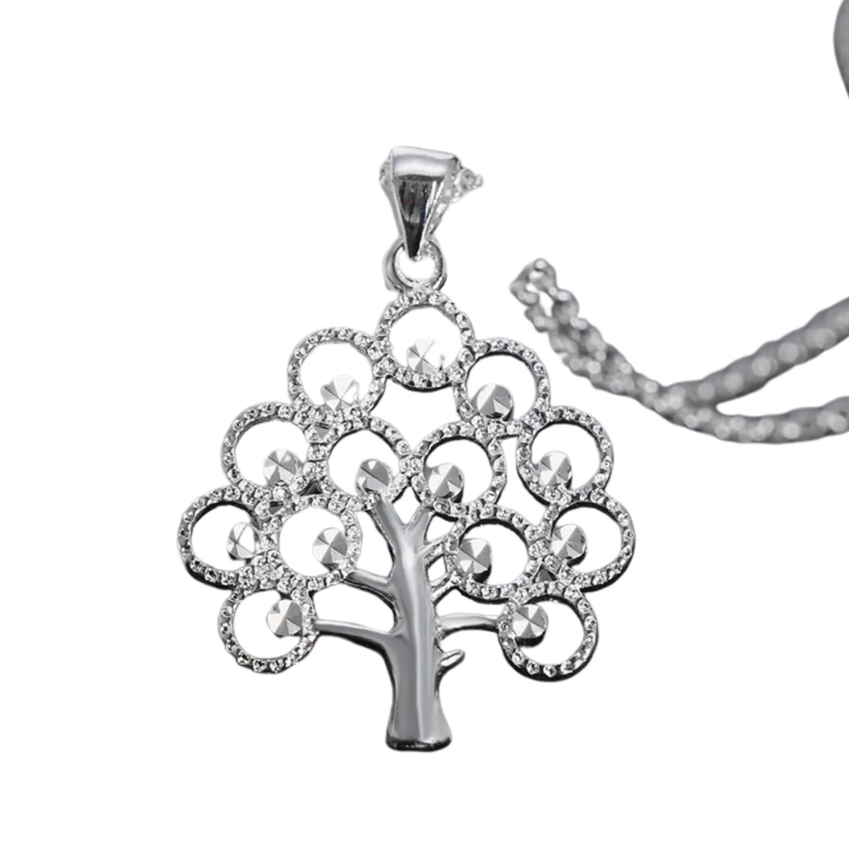 925 Sterling Silver Tree of Life Pendant Necklace Women, Elegant Openwork 412