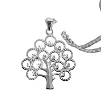 925 Sterling Silver Tree of Life Pendant Necklace Women, Elegant Openwork 412