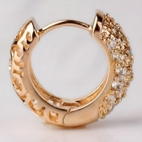 Luxury Pave Hoop Earrings for Women – Rose Gold Tone Cubic Zirconia Huggie 650