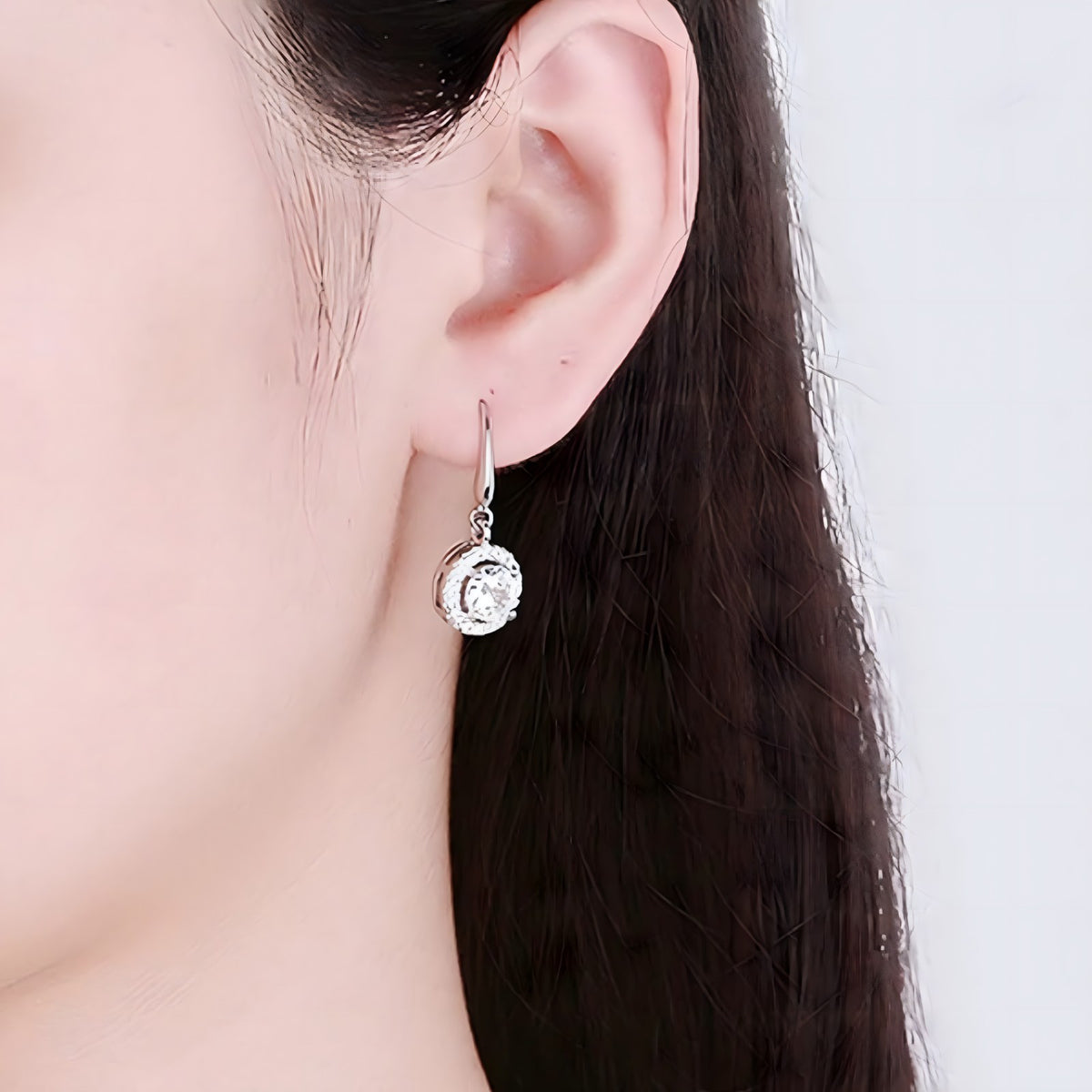 Unified Jewellery Sterling Silver Cubic Zirconia Halo Dangle Earrings 348