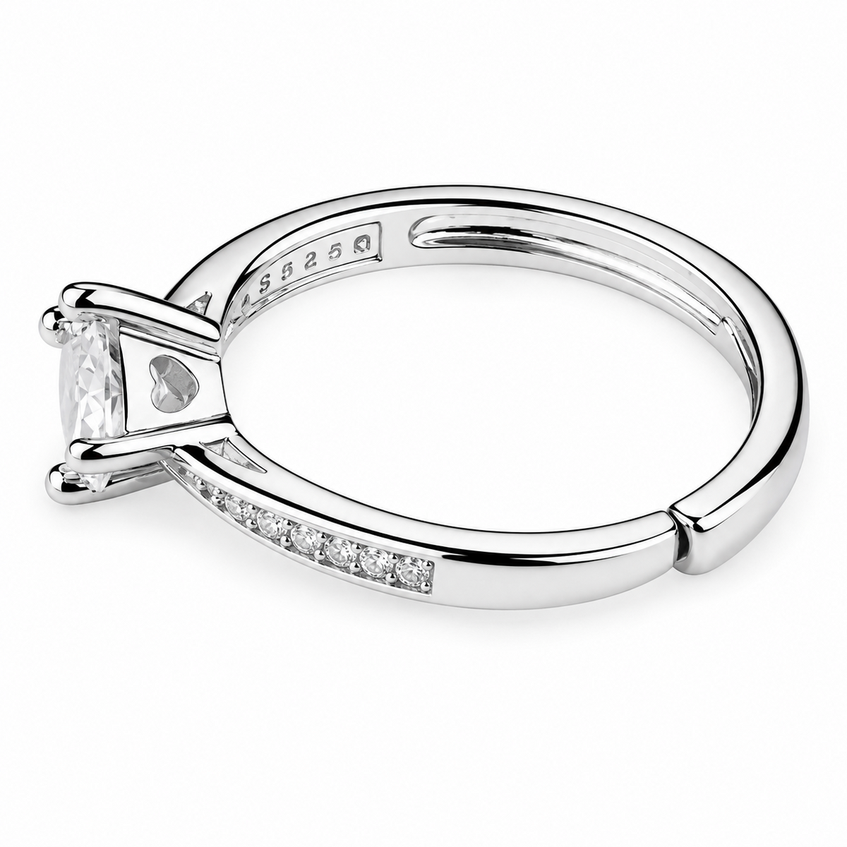 Women's Adjustable Round Brilliant Zircon Engagement Ring, Cathedral Pave 1620
