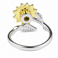 Sunflower Spinner Ring Adjustable Open Ring Two Tone Statement Fashion Ring 1591