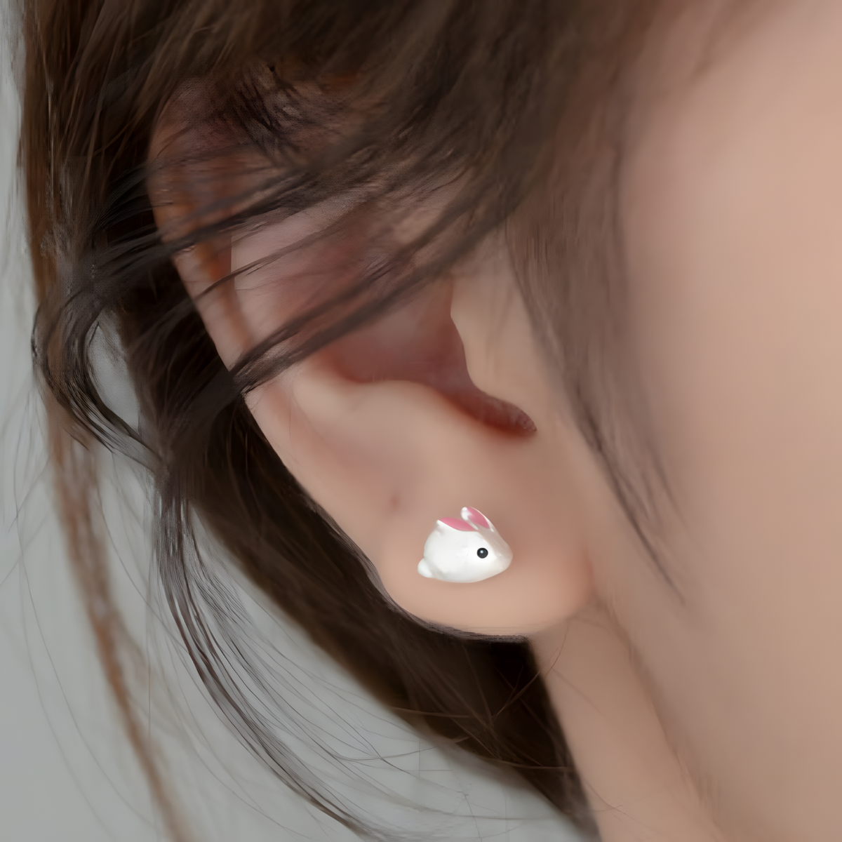 Rabbit Earrings for Women – 925 Silver-Plated Copper Alloy Cute Animal Studs 956