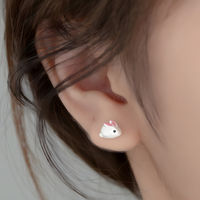 Rabbit Earrings for Women – 925 Silver-Plated Copper Alloy Cute Animal Studs 956