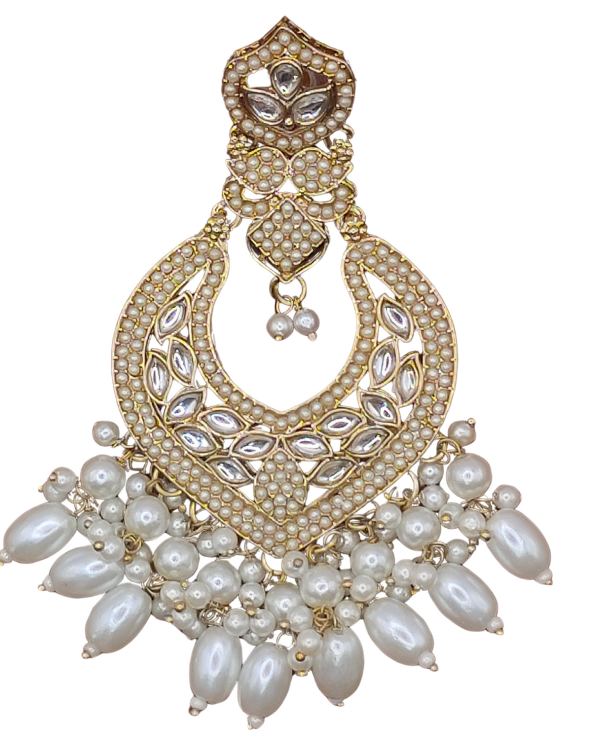 Elegant Bollywood Inspired Gold Kundan Earrings - Traditional Indian Jewelry 195