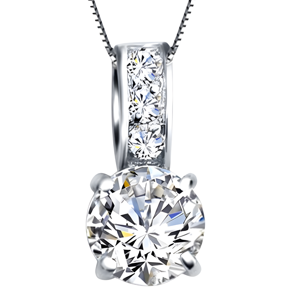 925 Silver-Plated Crystal Jewellery Set Women Sparkling Pendant Necklace 848