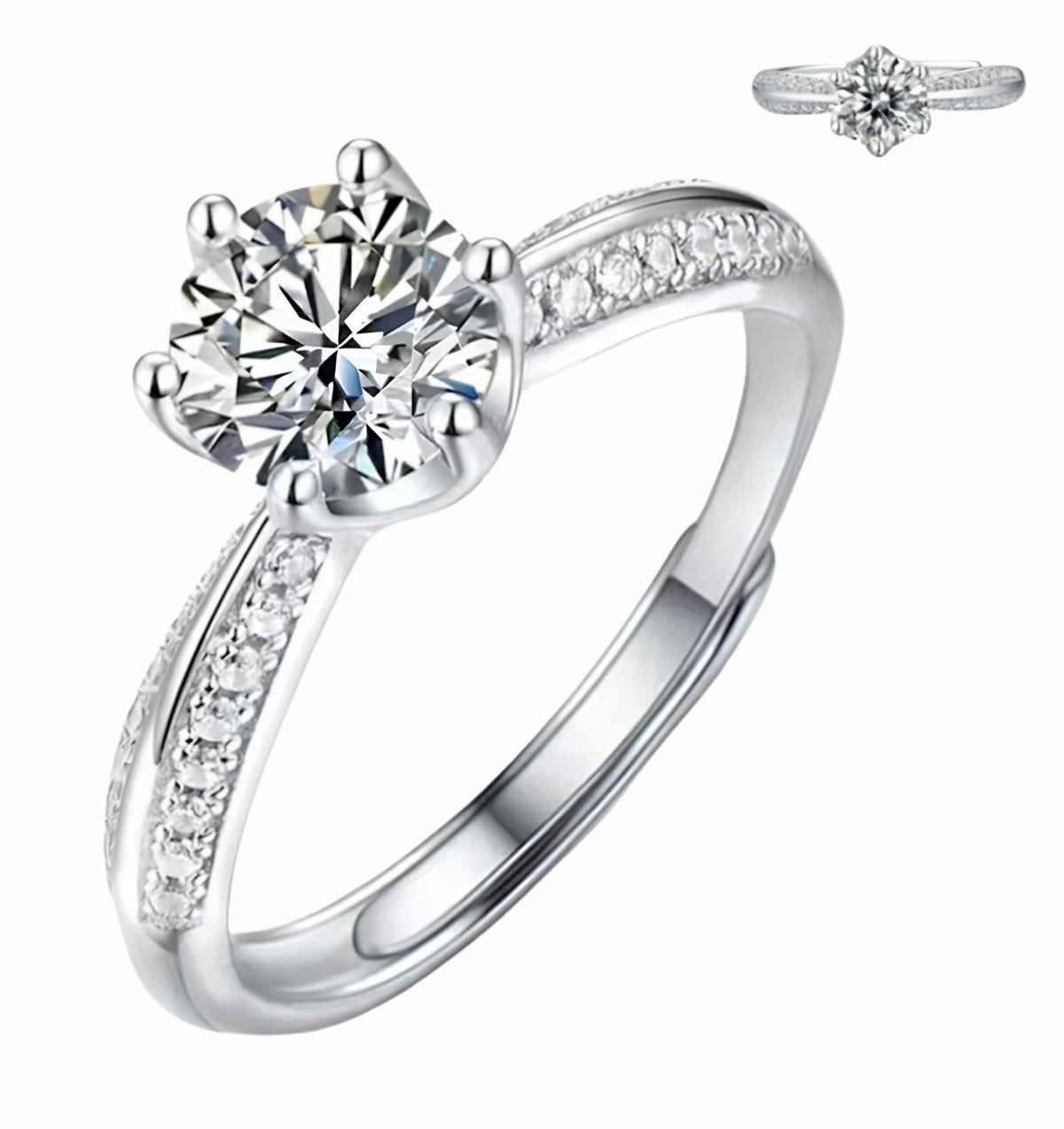 Luxe Pave Solitaire Engagement Ring For Women Round Brilliant Cut Zircon 1604