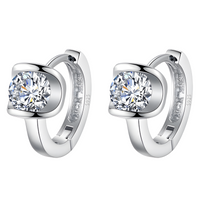 925 Silver-Plated Alloy - Geometric Round CZ Hoop Earrings for Women 953