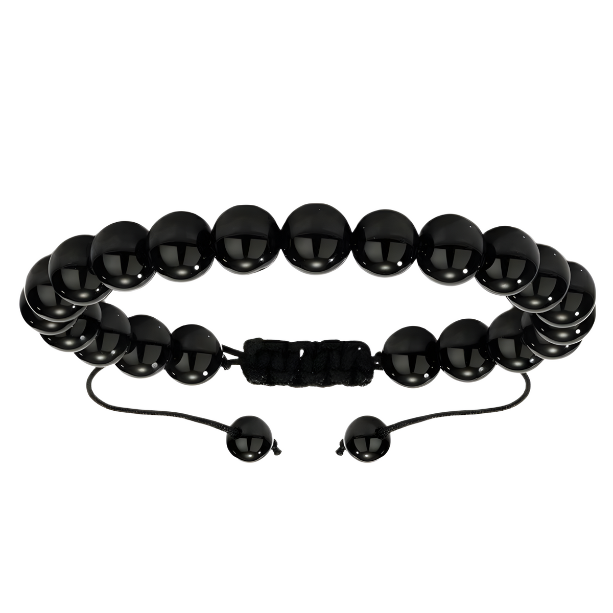 Unisex Natural Stone Bracelet, 8mm Black Malachite & Lava Rock, Adjustable B118