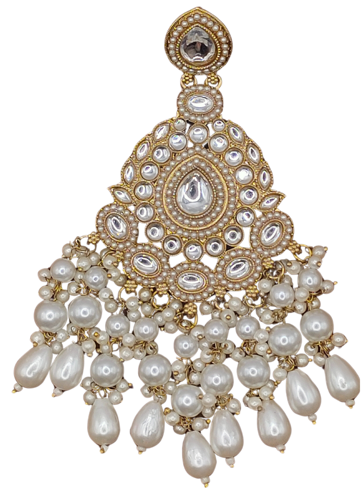 Elegant Bollywood Inspired Gold Kundan Earrings - Traditional Indian Jewelry 184
