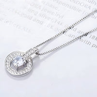925 Sterling Silver Round AAA Zircon Pendant Necklaces Women Jewelry Dance 262