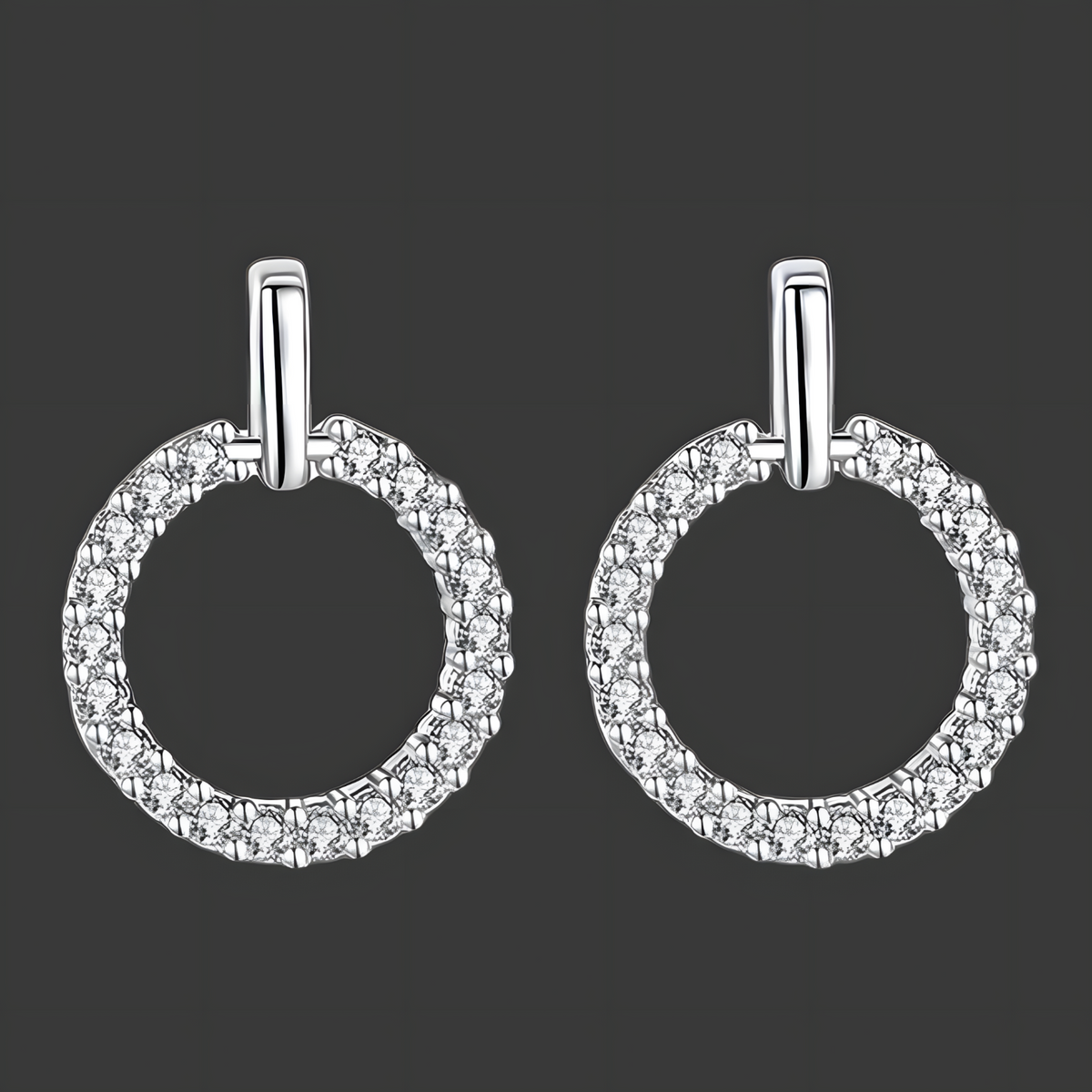 925 Sterling Silver Circle Hoop Earring Elegant Crystal Stud Hoops for Women 323